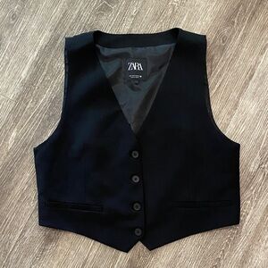 Zara tuxedo vest black button front medium